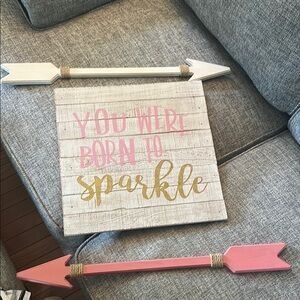 Rustic Pink and Gold Wall Decor Set